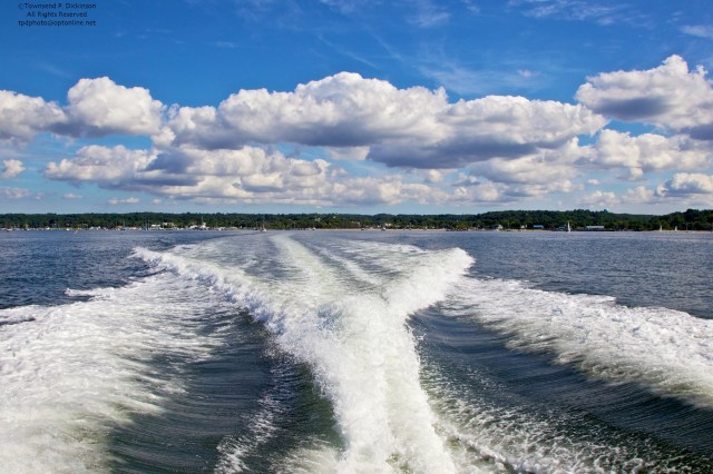 Oyster Bay, Powerboat wake under summer clouds, Oyster Bay, Long Island, NY. ©Townsend P. Dickinson. All Rights Reserved.
