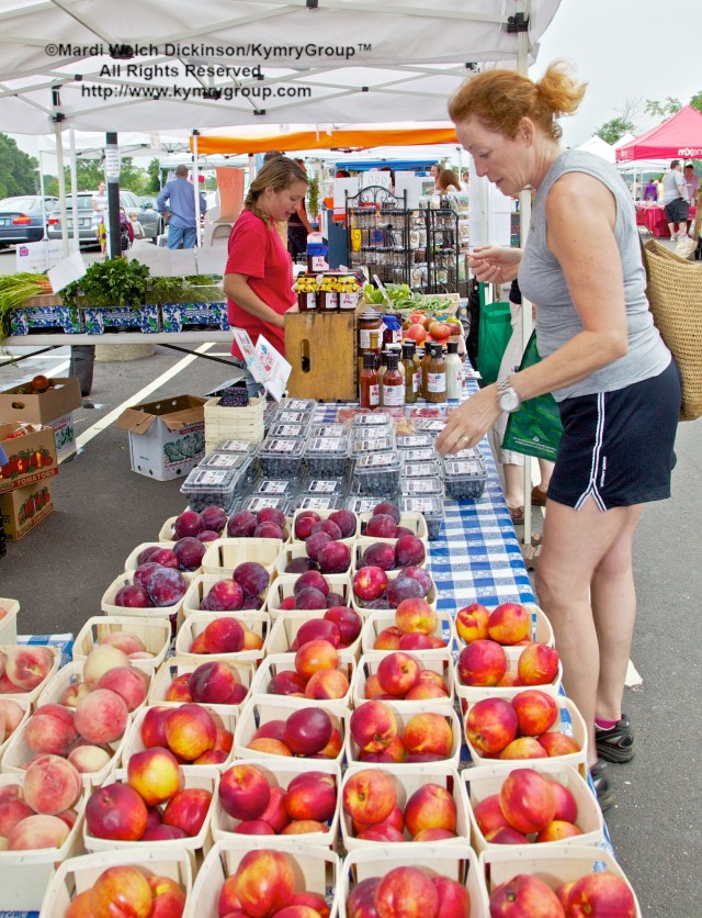 Customer buying fruit. Westport Farmers Market, ©Mardi Welch Dickinson/Kymry Group™ All Rights Reserved