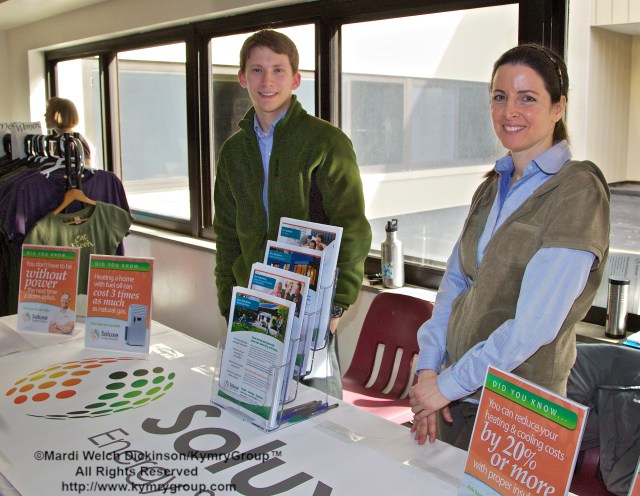 l. to r. ?, Merri Yacenda, Soluxe Energy Soutions table. CTNOFA Winter Conference 2013, Wilton High School, Wilton, CT. ©Mardi Welch Dickinson/ KymryGroup™ All Rights Reserved.