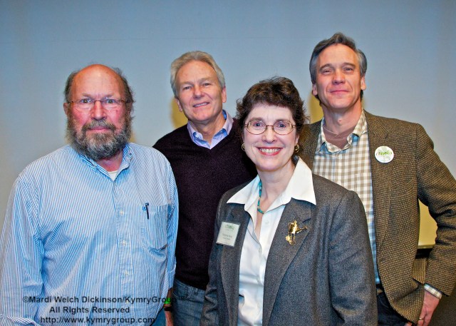 l. to r. Bill Deusing, CT NOFA Executive Director; Keynote Speaker, Dr. David Wolfe Ph.D., Professor of Plant & Soil Dept of Horticulture, Cornell University;  BettyLou Sandy, CT NOFA President;  John Petari. CT NOFA Board Member. CTNOFA Winter Confdrence 2013, Wilton High School, Wilton, CT. ©Mardi Welch Dickinson/KymryGroup™ All Rights Reserved.