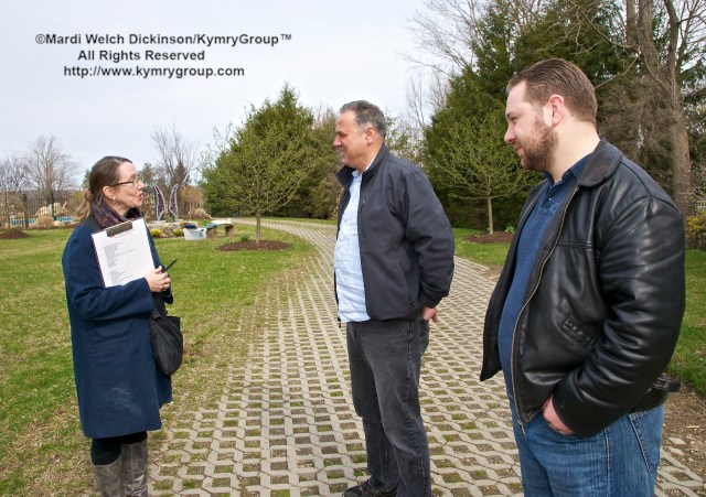 Amba Farm. l. to r. Kathryn Dysart, co-chair, Slow Food Metro North; Sam Epps, Chef de Cuisine,Tarry Lodge; Andy Nusser, Executive Chef / Partner,Tarry Lodge. Chef Farm Tour & amp; Luncheon, Slow Food Metro North, April 15, 2013. ©Mardi Welch Dickinson/KymryGroup™ All Rights Reserved.