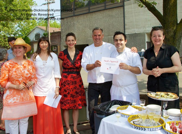 l. to r. Kathryn Dysart, Slow Food Metro North; Analiese Paik, Presenter & Board Member, Slow Food Metro North; Monika Riley, General Manager, Tarry Lodge Westport; Andy Nusser, Executive Chef/Partner,Tarry Lodge; Mario LaPosta, Chef de Cuisine, Tarry Lodge Westport; Nancy Selzer, Managing Partner,Tarry Lodges and Casa Mono, New York City.Tarry Lodge Westport was honored and  Awarded the 'Snail Of Approval" by Slow Food Metro North on June 29, 2003. ©Mardi Welch Dickinson/KymryGroup.All Rights Reserved.