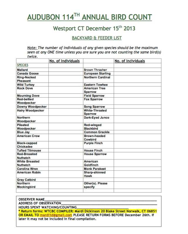 Westport CT Backyard Feeder Form 2013