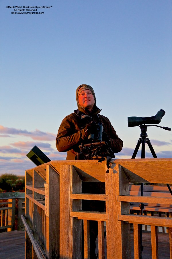Cape May Fall Birding Festival Cameron Cox, Official Hawk Counter at Cape May Point Hawkwatch platform, Cape May Point State Park, Cape May NJ. ©Mardi Welch Dickinson.